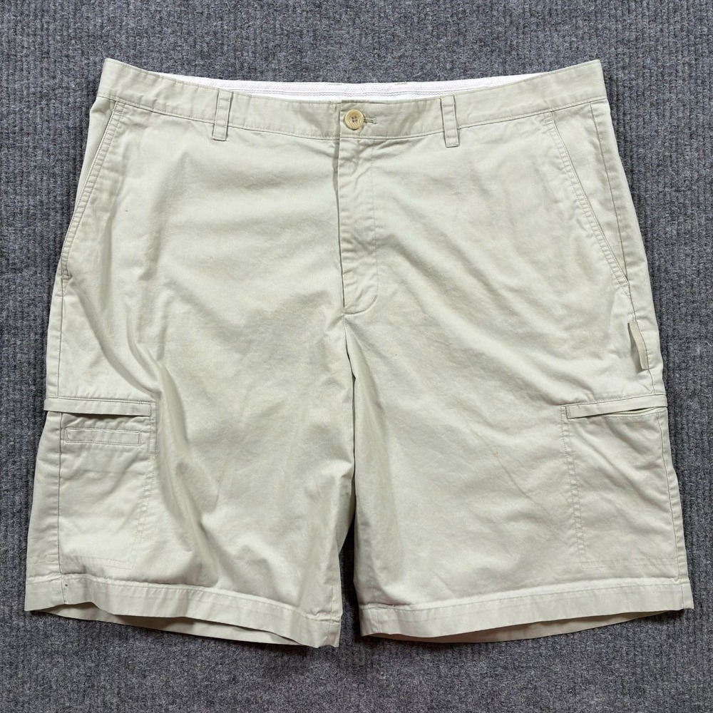 Greg Norman Mens Cargo Shorts Size 40 Beige Flat Front Five Iron Mid Rise